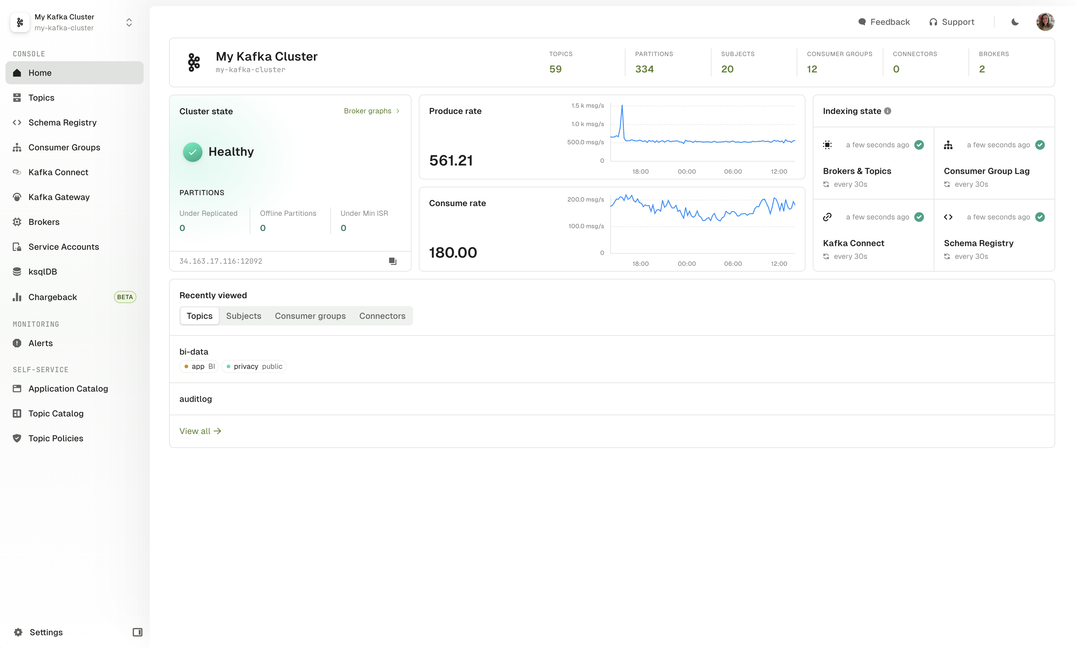 Console home page