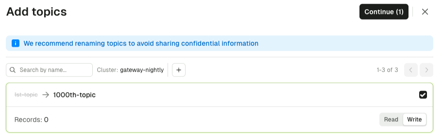 Rename shared topics in the UI